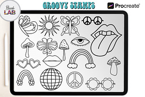 Groovy Procreate Stamps And Brushes