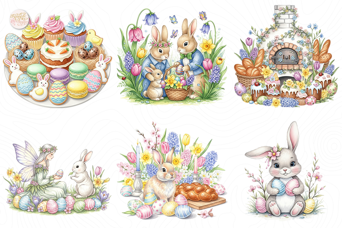 Watercolor Easter Bunny PNG Clipart., an Object Illustration by KennedyStudio (Photo 3 of 5)