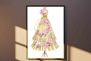 Flower yellow gown dress on form, a Decorative Illustration by tranyenhanu (Thumbnail 2 of 3)