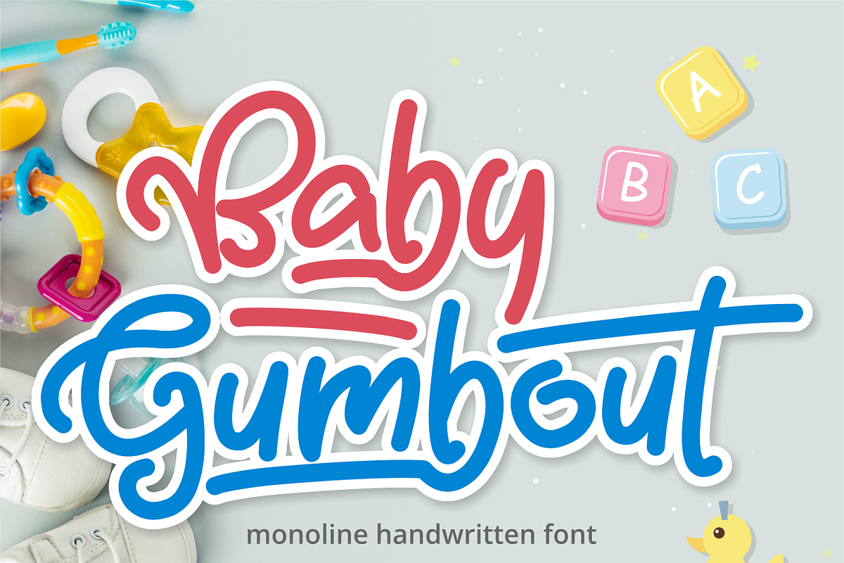 Baby Gumbout Font, a Script Font by Mabhal Studio (Photo 1 of 6)
