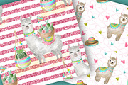 Cute Llamas digital paper pack, a Pattern Graphic by designloverstudio (Thumbnail 7 of 7)