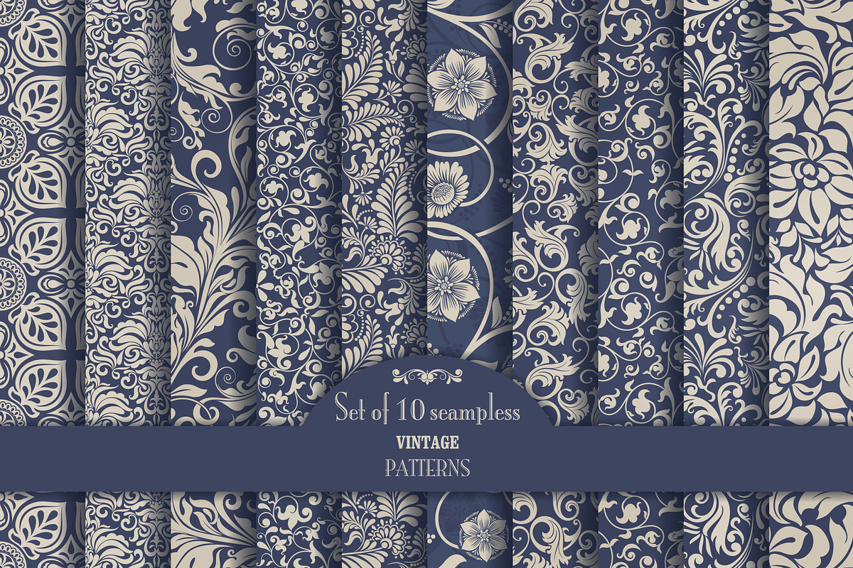 Set of 10 seamless pattern Baroque, a Pattern Graphic by NataLito (Photo 1 of 6)