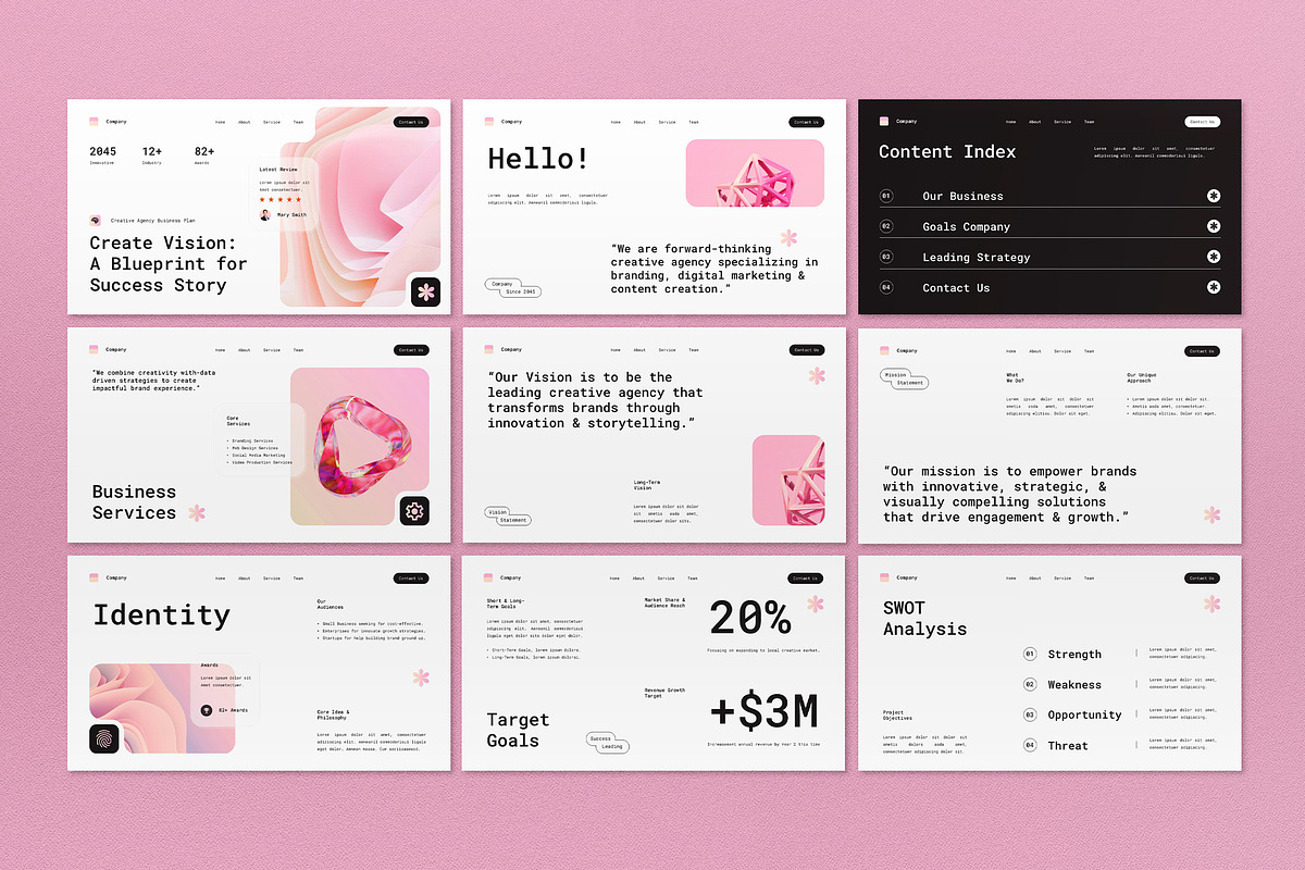 Pink Modern Creative Agency PPT, a Presentation Template by graphicook (Photo 2 of 4)