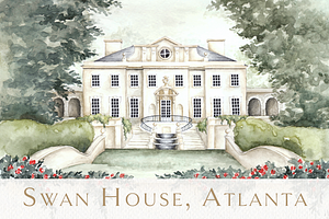 Swan House Atlanta - Watercolor