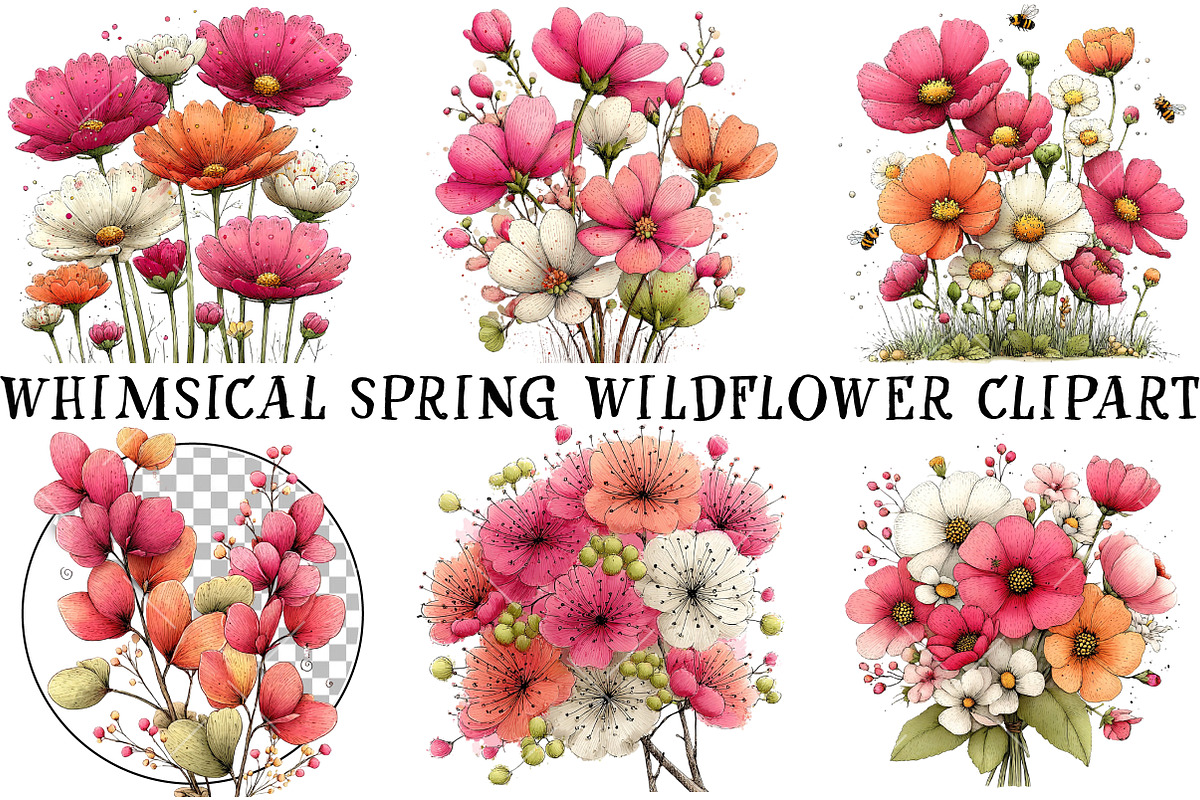 Whimsical Spring Wildflower Clipart, an Illustration by OK Design (Photo 2 of 6)