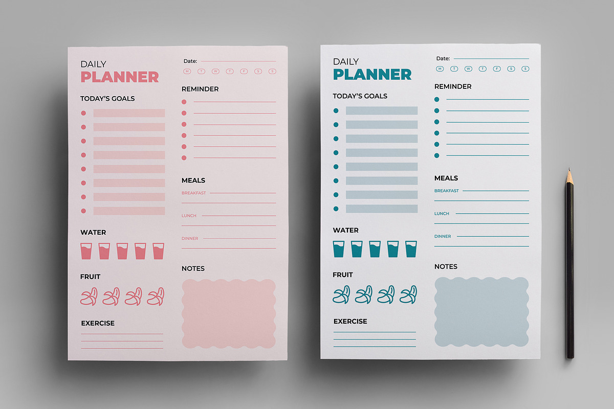 Daily Planner Template, a Stationery Template by MightyDesign (Photo 1 of 7)