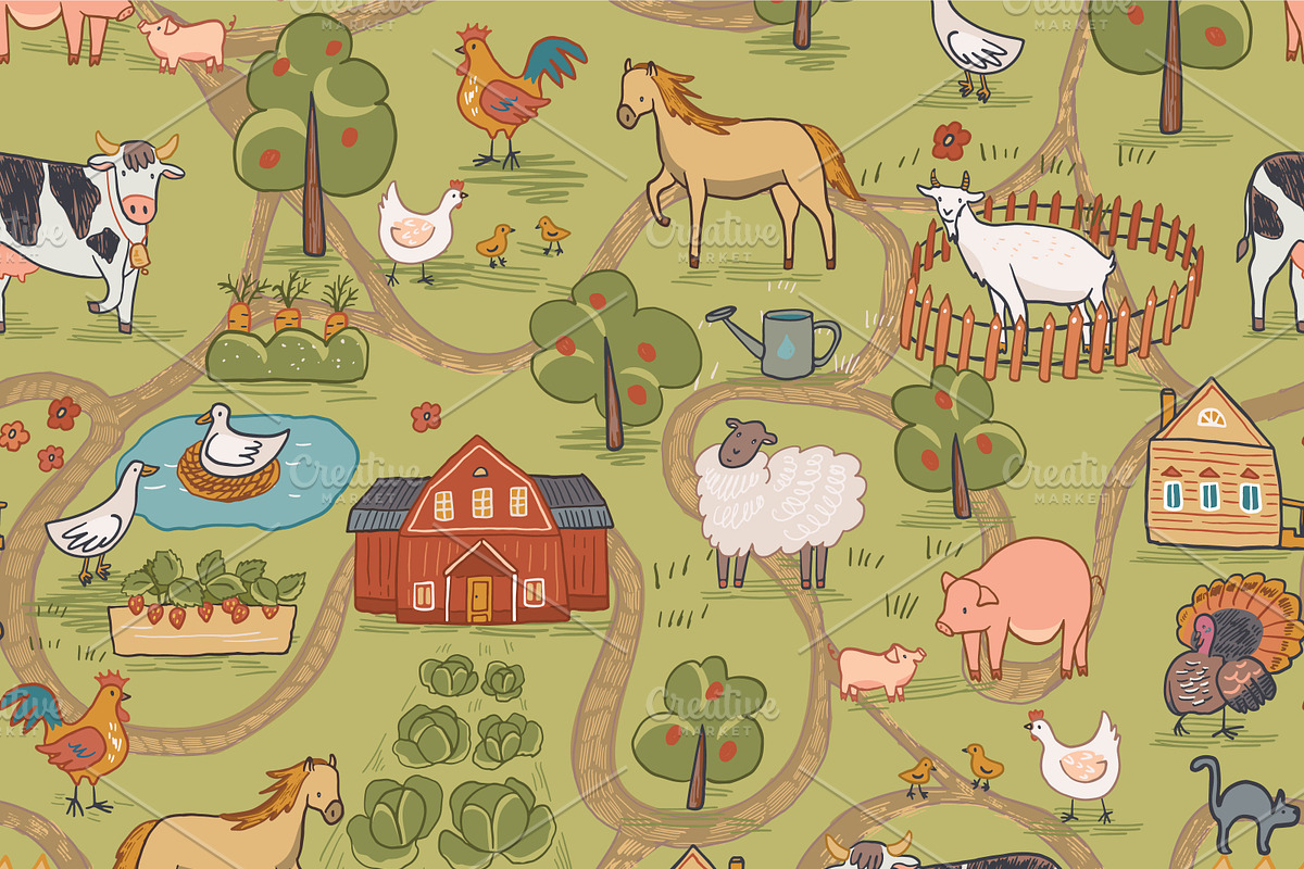 Farm Animals, a Pattern Graphic by GooseFrol (Photo 2 of 7)