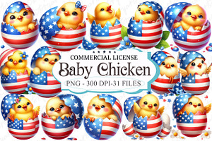Patriotic USA Baby Chicken Clipart, a Graphic by designcity5
