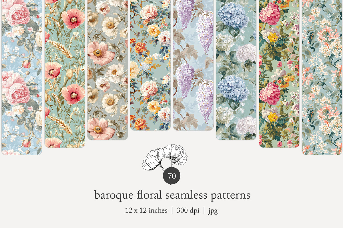 70 baroque floral seamless pattern, a Pattern Graphic by Poppy Lane Studio (Photo 1 of 10)