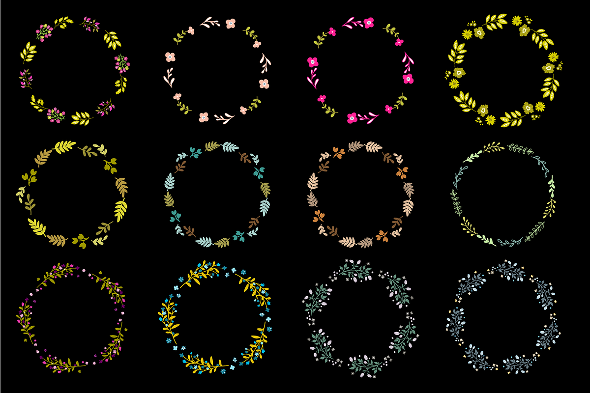 Floral vector AI wreaths and brushes, an Object Graphic by bigmomentsdesign (Photo 9 of 11)