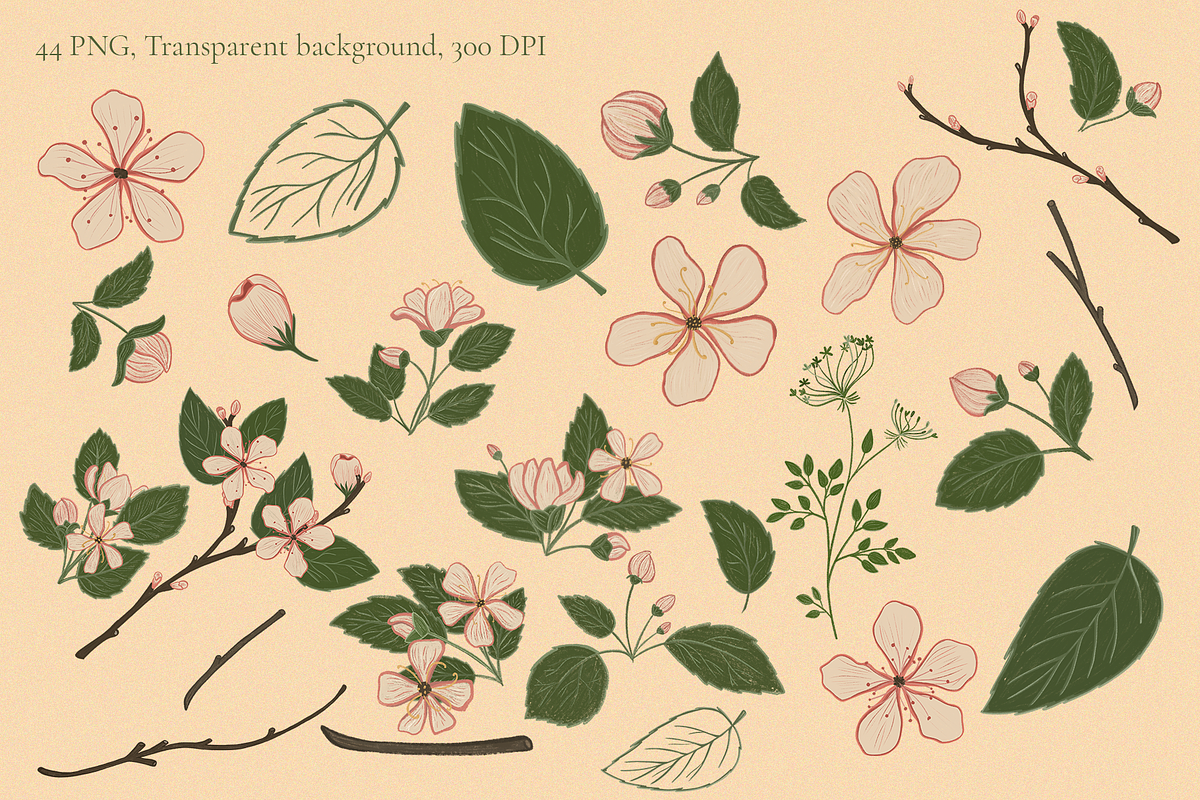 Vintage Apple Blossom & Swallows, a Pattern Graphic by PenguinArtStudio (Photo 4 of 15)