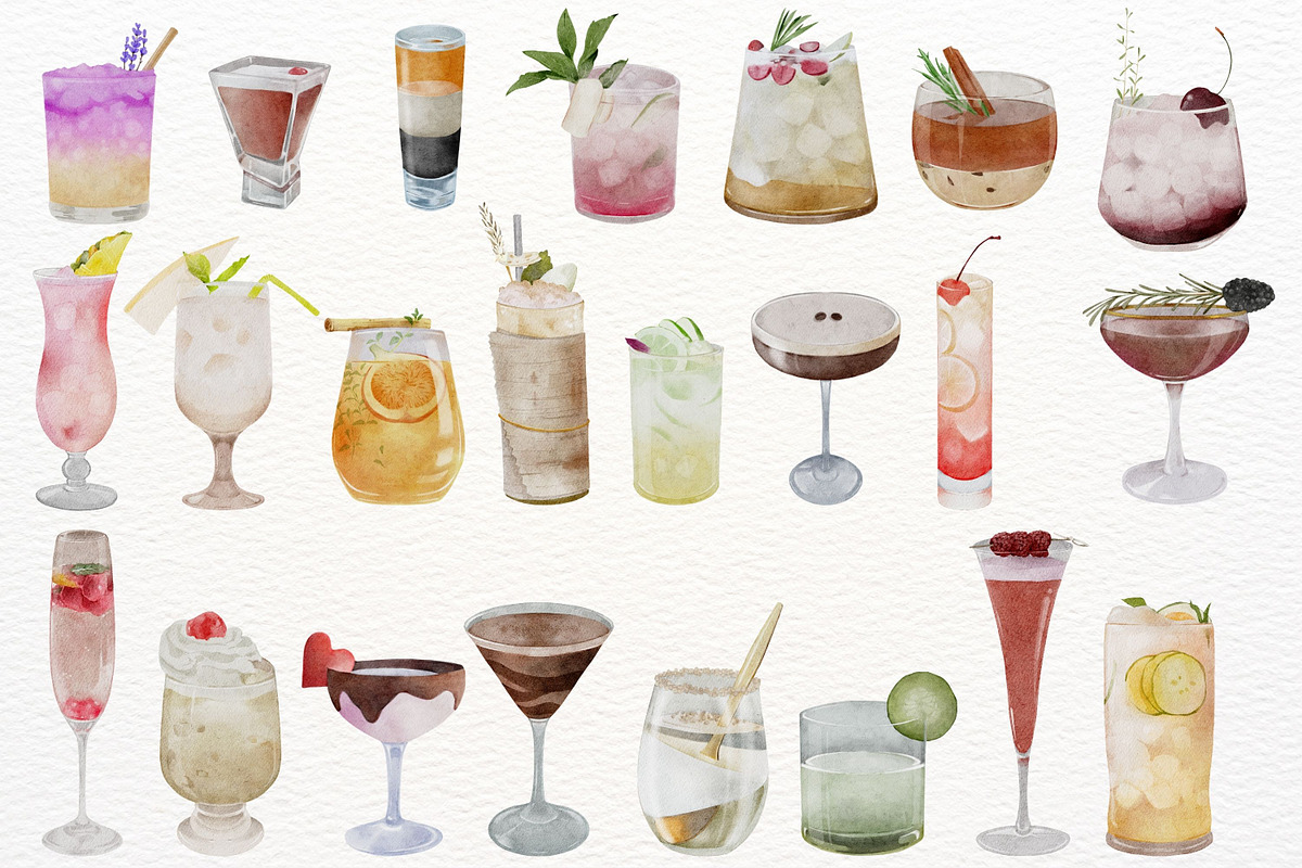 Watercolor Cocktail & Drink, a Food Illustration by ArtbyHien (Photo 7 of 11)