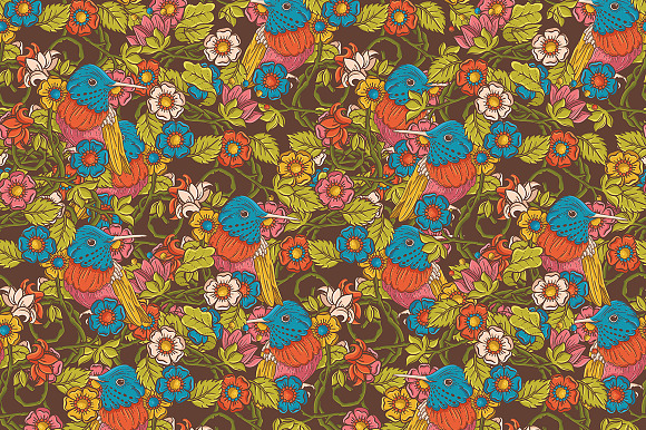 Vintage floral seamless pattern preview 3