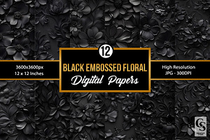 3D Black Embossed Flowers Patterns, a Pattern Graphic by Creative Store