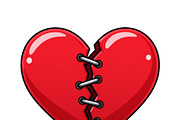 Broken red heart stitched together, an Object Illustration by ZinetroN (Thumbnail 3 of 3)