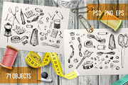Needlework tools and accessories., an Illustration by Alena Kaz (Thumbnail 4 of 7)