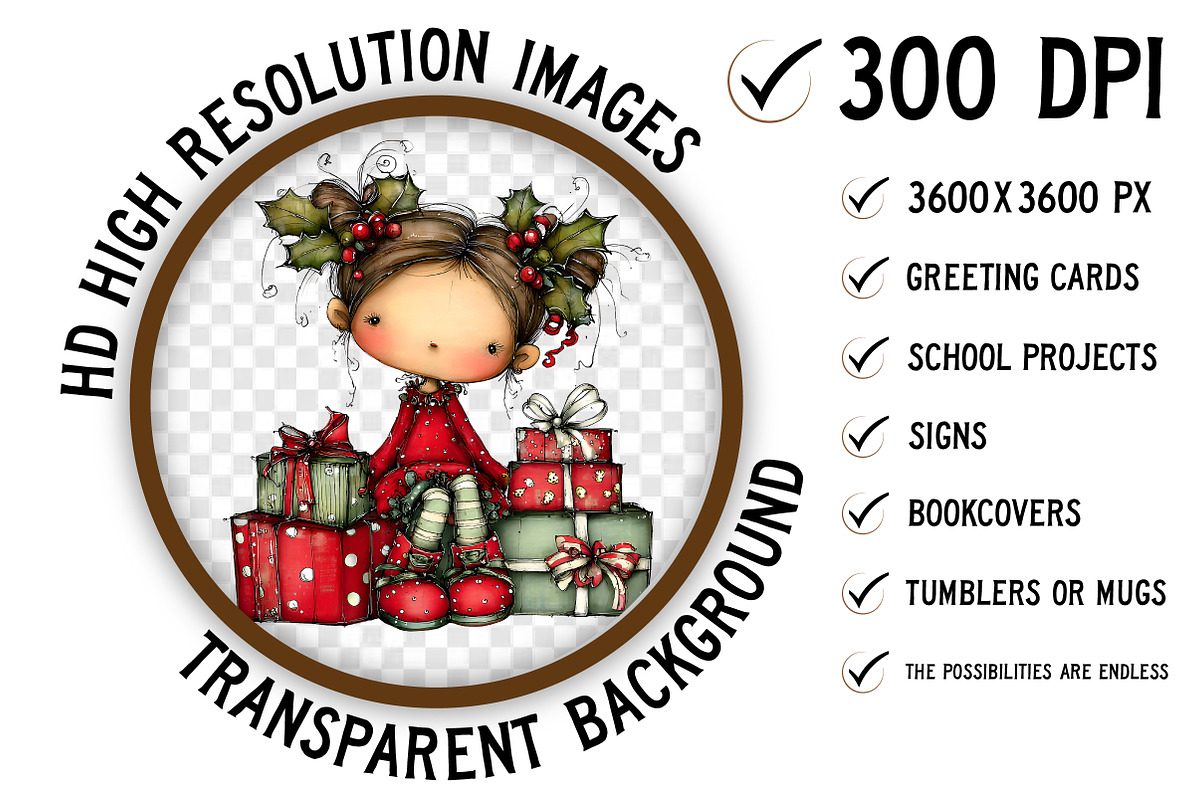 Cute Holly Girl Clipart, an Illustration by Craft Nest (Photo 2 of 8)