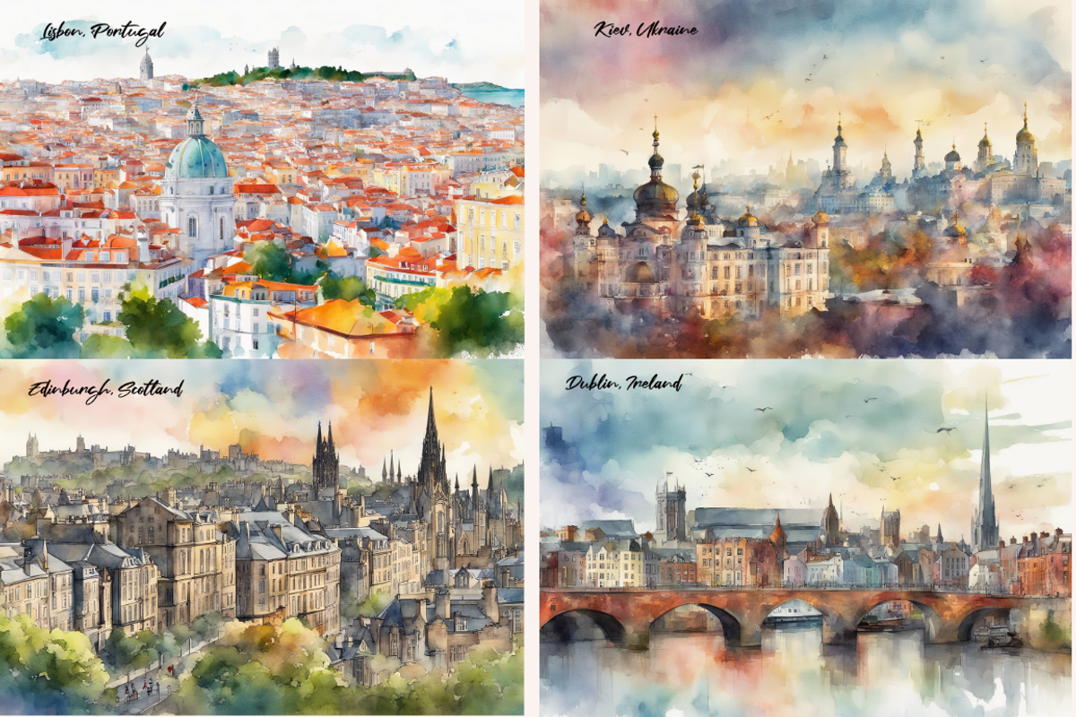 European Capital Cities Watercolors, a Background Graphic by PrintHaven Designs (Photo 10 of 10)