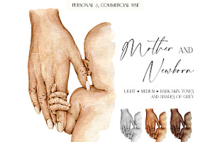Newborn and Mother's Hand, an Illustration by EkaterinaViArt