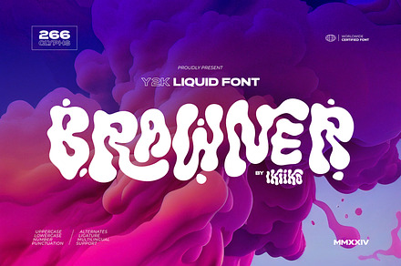 Brawner - Y2K Liquid Font, a Symbol Font by ikiiko