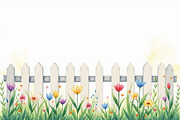 Spring Potted Flowers Fence Clipart, an Illustration by hafijul (Thumbnail 10 of 13)
