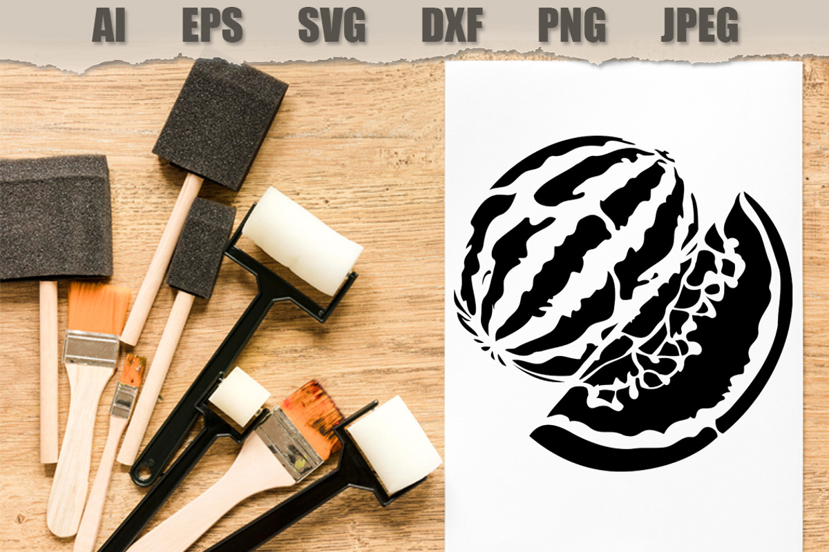 Stencils Watermelon Fruit Vector, a Food Illustration by MARYCRAFTIRIA (Photo 2 of 3)