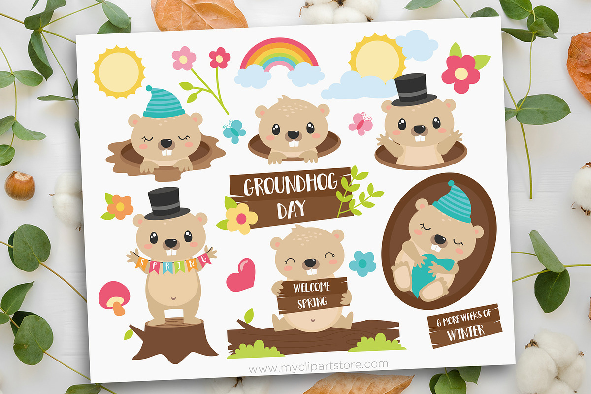 GroundHog Day Clipart + SVG, a Seasonal Illustration by MyClipArtStore (Photo 1 of 3)