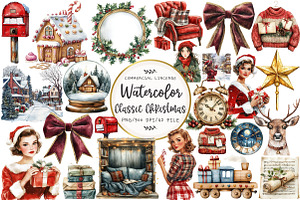 Classic Christmas Clipart, an Illustration by OK Design