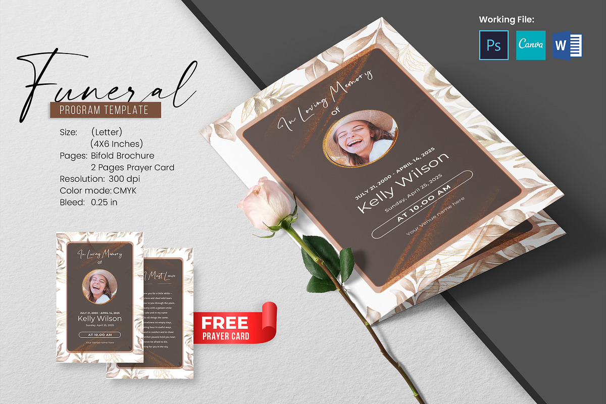 Funeral Program And Prayer Card, a Brochure Template by crazyOWL (Photo 1 of 8)