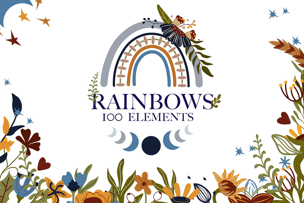 Boho Rainbows, Floral Rainbows, a Decorative Illustration by Usis (Photo 1 of 10)