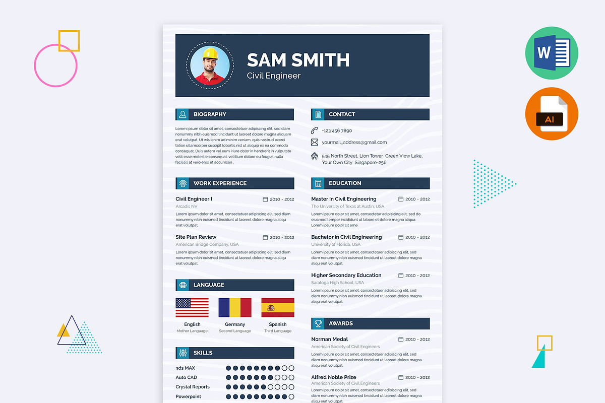 Civil Engineering Resume Word, a Resume Template by Hervat (Photo 1 of 3)