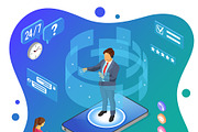 Isometric Online Customer Support, a Person Illustration by TAlex (Thumbnail 2 of 6)