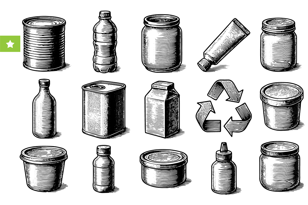 Recycling & Packaging Icons, an Object Graphic by RT Studio