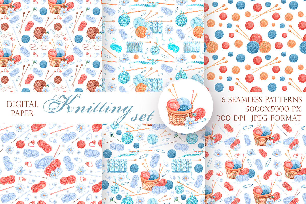 Knitting watercolor set. Crochet., an Illustration by SabinaWatercolorArt (Photo 4 of 16)