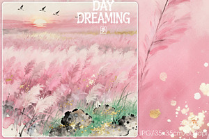 Dreamy Pink Pampas, a Decorative Illustration by yahu88studio