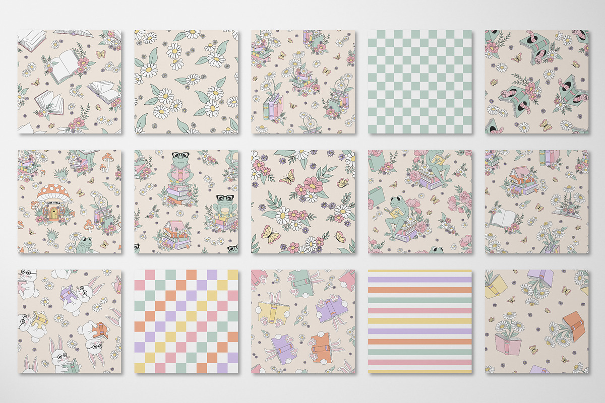 Bookish Spring pattern set, a Pattern Graphic by @olga.angelloz (Photo 2 of 2)