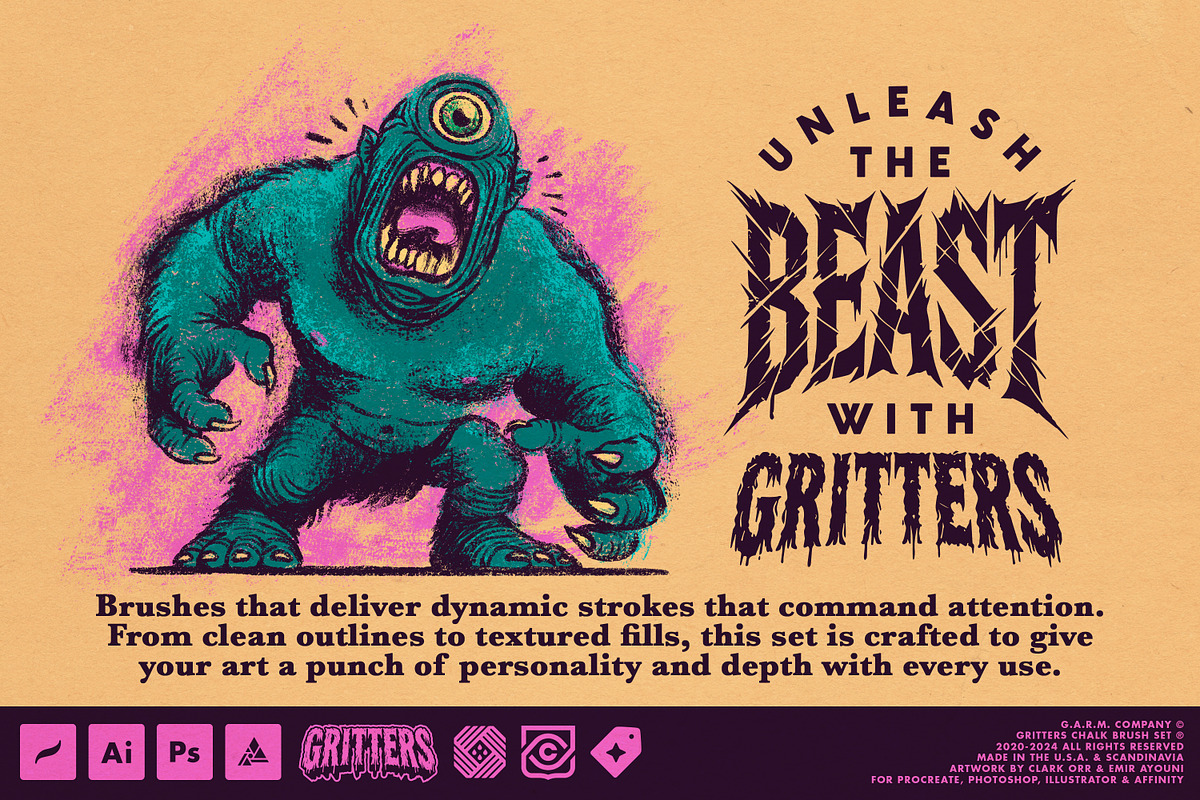 Gritters Chalk Brushes (Affinity), a Brush Add-On by G.A.R.M. Company (Photo 7 of 13)