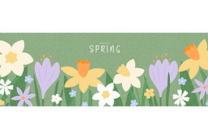 Hello Spring horizontal banner, an Object Illustration by Andrey Yaroslavtsev
