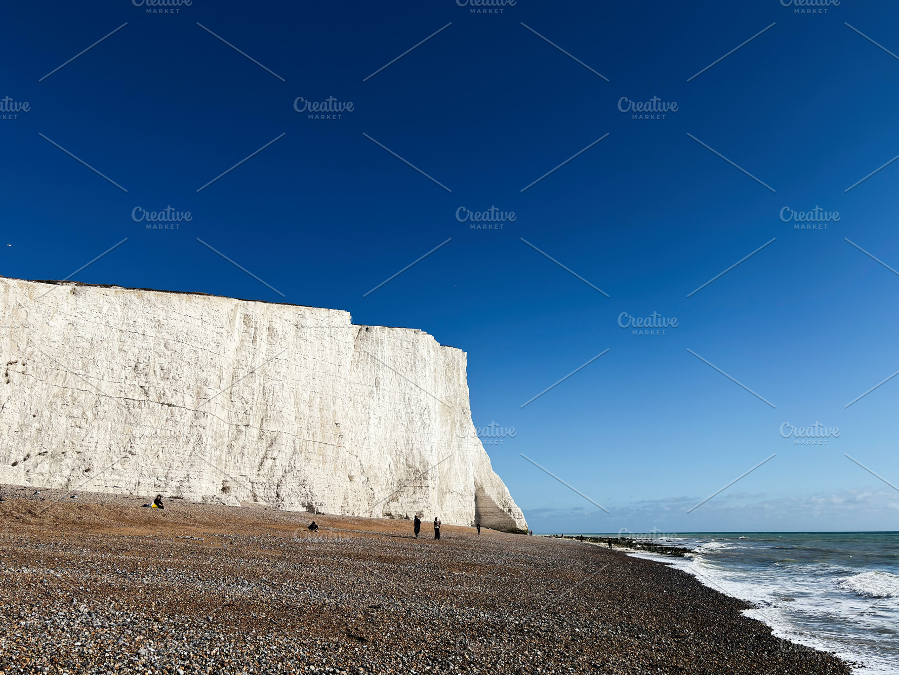 Seven Sisters Cliffs shore in East Sussex UK with white chalk cliffs and pebble, a Nature Photo by AS photostudio