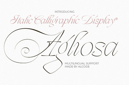 Agliosa Italic Calligraphic, a Serif Font by Alcode