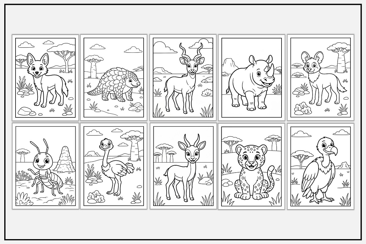 Savanna Animals Coloring Pages, an Animal Illustration by Lamia Emad (Photo 3 of 5)