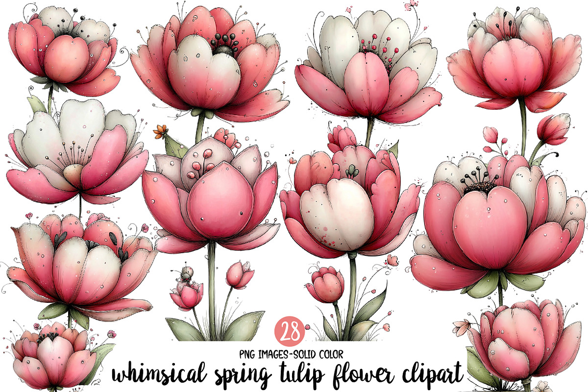 whimsical spring tulip flower clipar, an Illustration by Designworld (Photo 1 of 4)