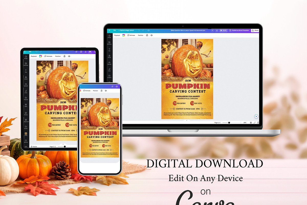 Pumpkin Carving Contest Canva Flyer, a Flyer Template by Godserv Designs (Photo 13 of 15)