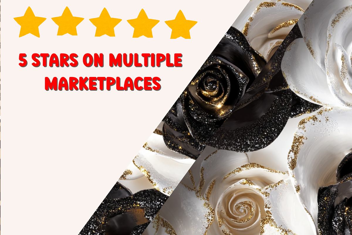 3D Sequin Black and White Roses, a Pattern Graphic by PrintablesByFranklyn (Photo 2 of 6)