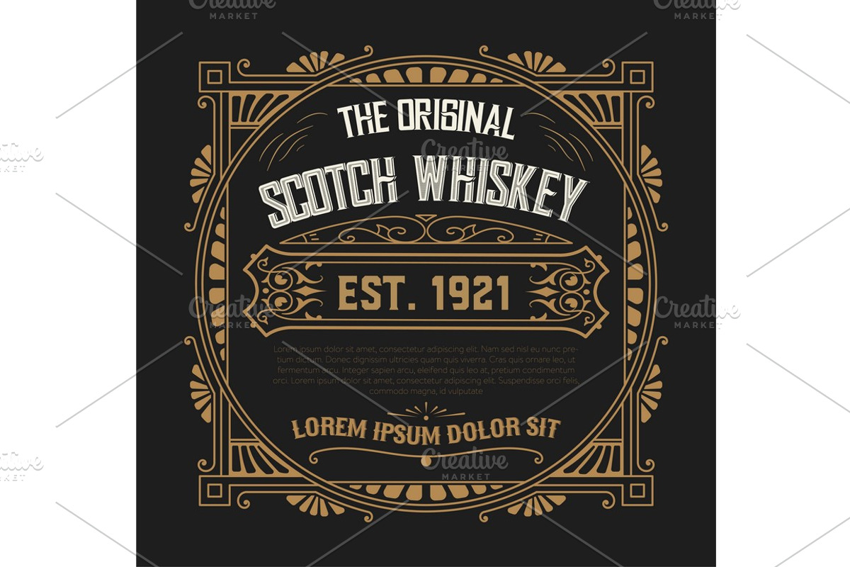 Whiskey design for label, a Decorative Illustration by OneVectorStock