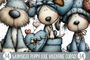 Whimsical Puppy Love Valentine, an Illustration by Designking