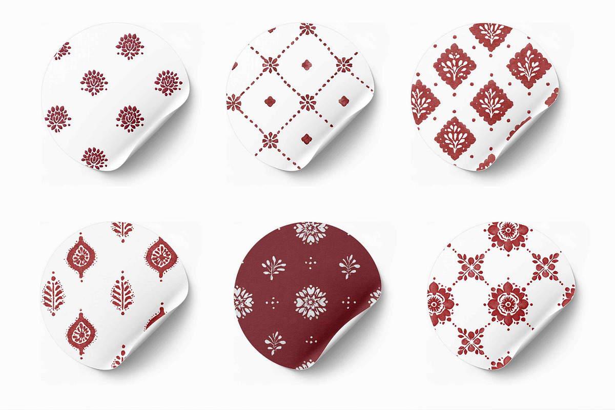 Maroon Block Print Indian Inspired, a Pattern Graphic by Pattern Whimsy (Photo 2 of 6)