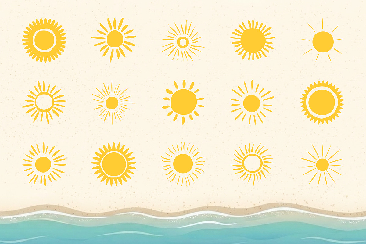 60 Hand Drawn Sun Illustrations, a Seasonal Illustration by PixMarket (Photo 3 of 10)