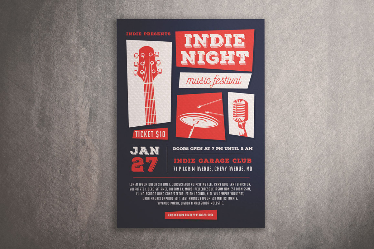 Indie Night Music Festival Flyer, a Flyer Template by KMZVR.Lab (Photo 1 of 4)