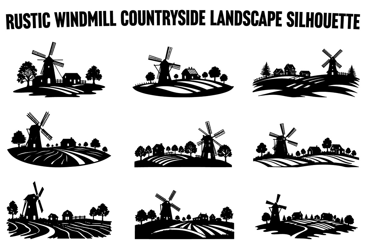 Dutch Windmill Field Set, an Illustration by BIPLOB EXPERT (Photo 1 of 10)